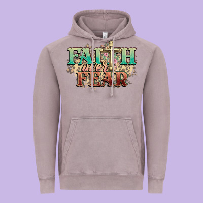 Faith Over Fear Cross Vintage Hoodie Designed By Nancycooperartshop