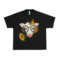 Black charolais calf with sunflowers and butterfly Urban Heavy Tee - LillyAllenDesigns