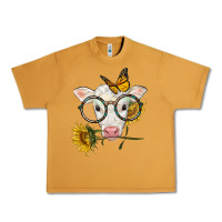 Peanut Butter charolais calf with sunflowers and butterfly Urban Heavy Tee - LillyAllenDesigns