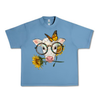 Pebble Blue charolais calf with sunflowers and butterfly Urban Heavy Tee - LillyAllenDesigns