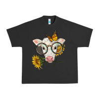Pigment Black charolais calf with sunflowers and butterfly Urban Heavy Tee - LillyAllenDesigns