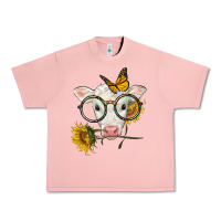 Salmon charolais calf with sunflowers and butterfly Urban Heavy Tee - LillyAllenDesigns