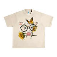 Sandshell charolais calf with sunflowers and butterfly Urban Heavy Tee - LillyAllenDesigns