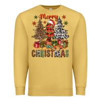 Antique Gold Merry Christmas with western trees Premium Sweatshirt - NancyCooperArtShop