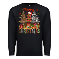 Black Merry Christmas with western trees Premium Sweatshirt - NancyCooperArtShop