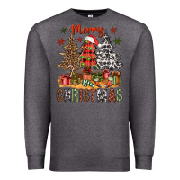 Charcoal Heather Merry Christmas with western trees Premium Sweatshirt - NancyCooperArtShop