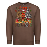Chestnut Merry Christmas with western trees Premium Sweatshirt - NancyCooperArtShop