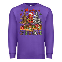 Purple Merry Christmas with western trees Premium Sweatshirt - NancyCooperArtShop