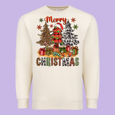 Merry Christmas With Western Trees Premium Sweatshirt Designed By Nancycooperartshop