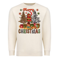 Sandshell Merry Christmas with western trees Premium Sweatshirt - NancyCooperArtShop