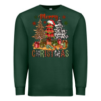 Sports Green Merry Christmas with western trees Premium Sweatshirt - NancyCooperArtShop