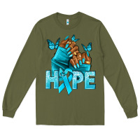Army Green Hope teal ribbon Ovarian Cancer nails Long Sleeve Tee - NancyCooperArtShop