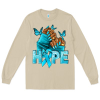 Mushroom Hope teal ribbon Ovarian Cancer nails Long Sleeve Tee - NancyCooperArtShop