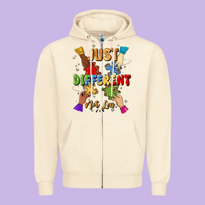 Just Different Not Less Zipper Hoodie Designed By Artiststas