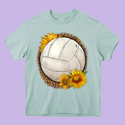 Western Volleyball With Sunflower Heavy Core Tee Designed By Hra Design Shop