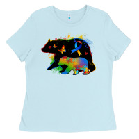 Baby Blue autism mama bear Ladies Tee - Zillion Design Studio