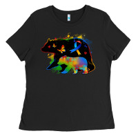 Black autism mama bear Ladies Tee - Zillion Design Studio