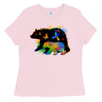 Bubblegum Pink autism mama bear Ladies Tee - Zillion Design Studio