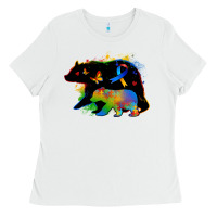 White autism mama bear Ladies Tee - Zillion Design Studio