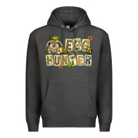 Charcoal Heather Egg hunter with plate letters Easter Day Premium Hoodie - HowdyJamesFarm