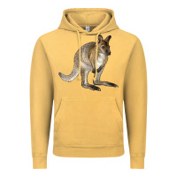 Vintage Mustard Hand Drawn Wallaby Animal Vintage Hoodie - LillyAllenDesigns
