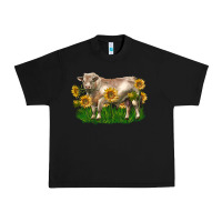 Black charolais bull with sunflowers Urban Heavy Tee - LillyAllenDesigns