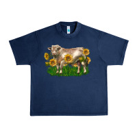 Navy charolais bull with sunflowers Urban Heavy Tee - LillyAllenDesigns