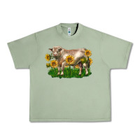 Oil Green charolais bull with sunflowers Urban Heavy Tee - LillyAllenDesigns