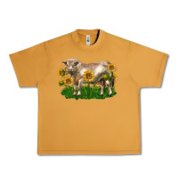 Peanut Butter charolais bull with sunflowers Urban Heavy Tee - LillyAllenDesigns