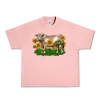Salmon charolais bull with sunflowers Urban Heavy Tee - LillyAllenDesigns