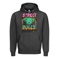 Charcoal Heather street rules Zipper Hoodie - Artiststas