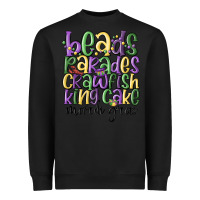 Black beads parades crawfish king cake mardi gras Heavyweight Sweatshirt - MaliasSmallBusiness