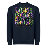 Navy beads parades crawfish king cake mardi gras Heavyweight Sweatshirt - MaliasSmallBusiness