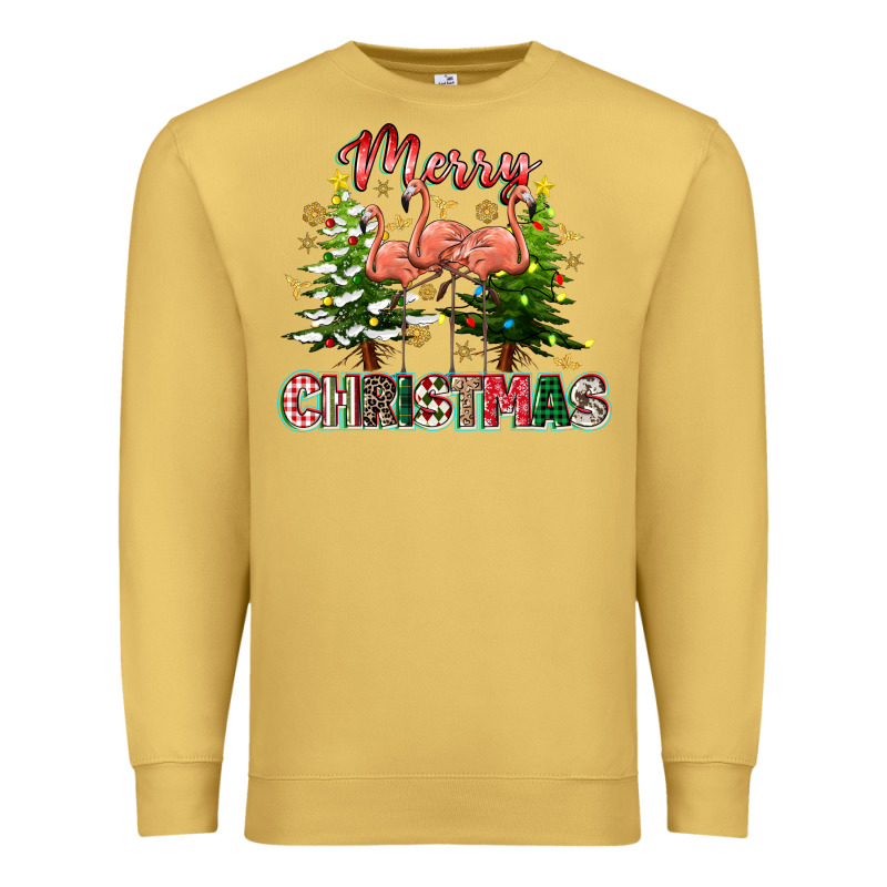 Merry Christmas Flamingo Premium Sweatshirt by texasbilliewilder | Teevron