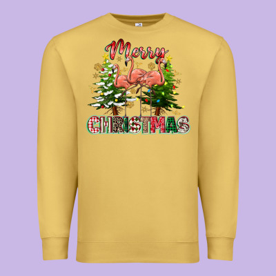 Merry Christmas Flamingo Premium Sweatshirt Designed By Texasbilliewilder