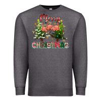 Charcoal Heather Merry Christmas flamingo Premium Sweatshirt - texasbilliewilder