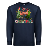Navy Merry Christmas flamingo Premium Sweatshirt - texasbilliewilder