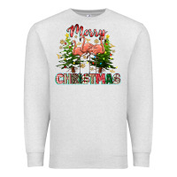 Oatmeal Heather Merry Christmas flamingo Premium Sweatshirt - texasbilliewilder