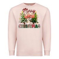 Pale Pink Merry Christmas flamingo Premium Sweatshirt - texasbilliewilder