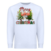 White Merry Christmas flamingo Premium Sweatshirt - texasbilliewilder