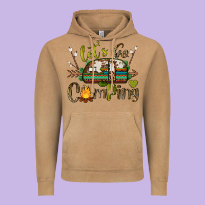 Let's Go Camping Vintage Hoodie Designed By Barkaloodesign