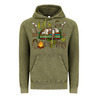 Vintage Olive let's go camping Vintage Hoodie - BarkalooDesign