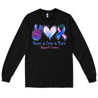 Black Peace love cure Thyroid Cancer Long Sleeve Tee - NancyCooperArtShop