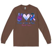 Chestnut Peace love cure Thyroid Cancer Long Sleeve Tee - NancyCooperArtShop