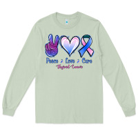 Matcha Peace love cure Thyroid Cancer Long Sleeve Tee - NancyCooperArtShop