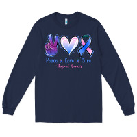 Navy Peace love cure Thyroid Cancer Long Sleeve Tee - NancyCooperArtShop