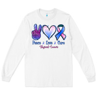 White Peace love cure Thyroid Cancer Long Sleeve Tee - NancyCooperArtShop