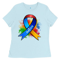 Baby Blue autism ribbon Ladies Tee - Zillion Design Studio