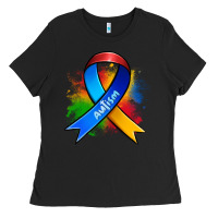 Black autism ribbon Ladies Tee - Zillion Design Studio