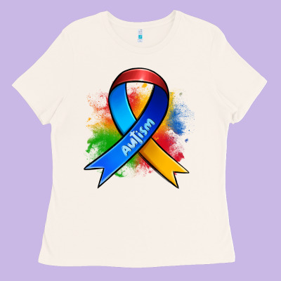Autism Ribbon Ladies Tee Designed By Zillion Design Studio